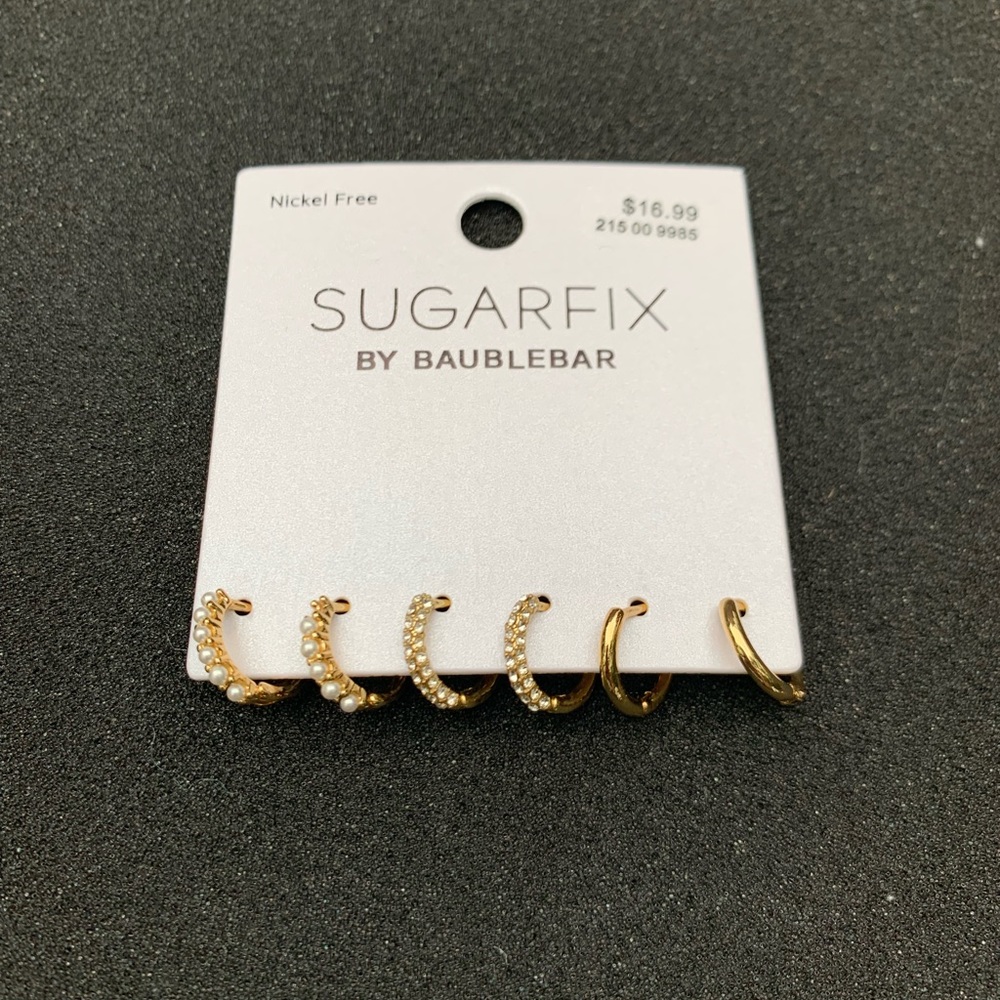 Sugarfix by BaubleBar Huggie Set, NWT, 3 Pairs, Gold-tone